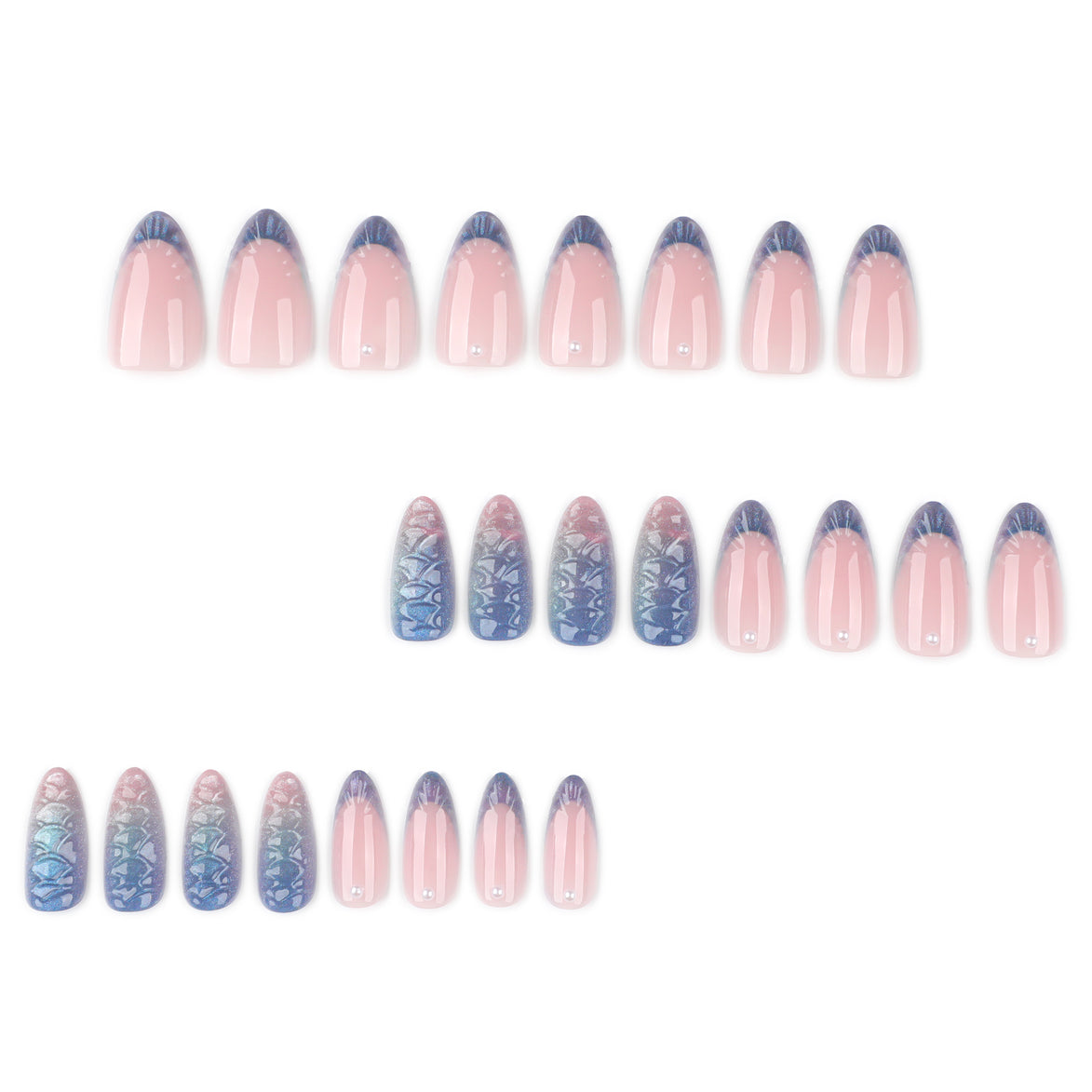 Iridescent Dragon Scale & Pearl in Periwinkle & Blush Press-On Nails