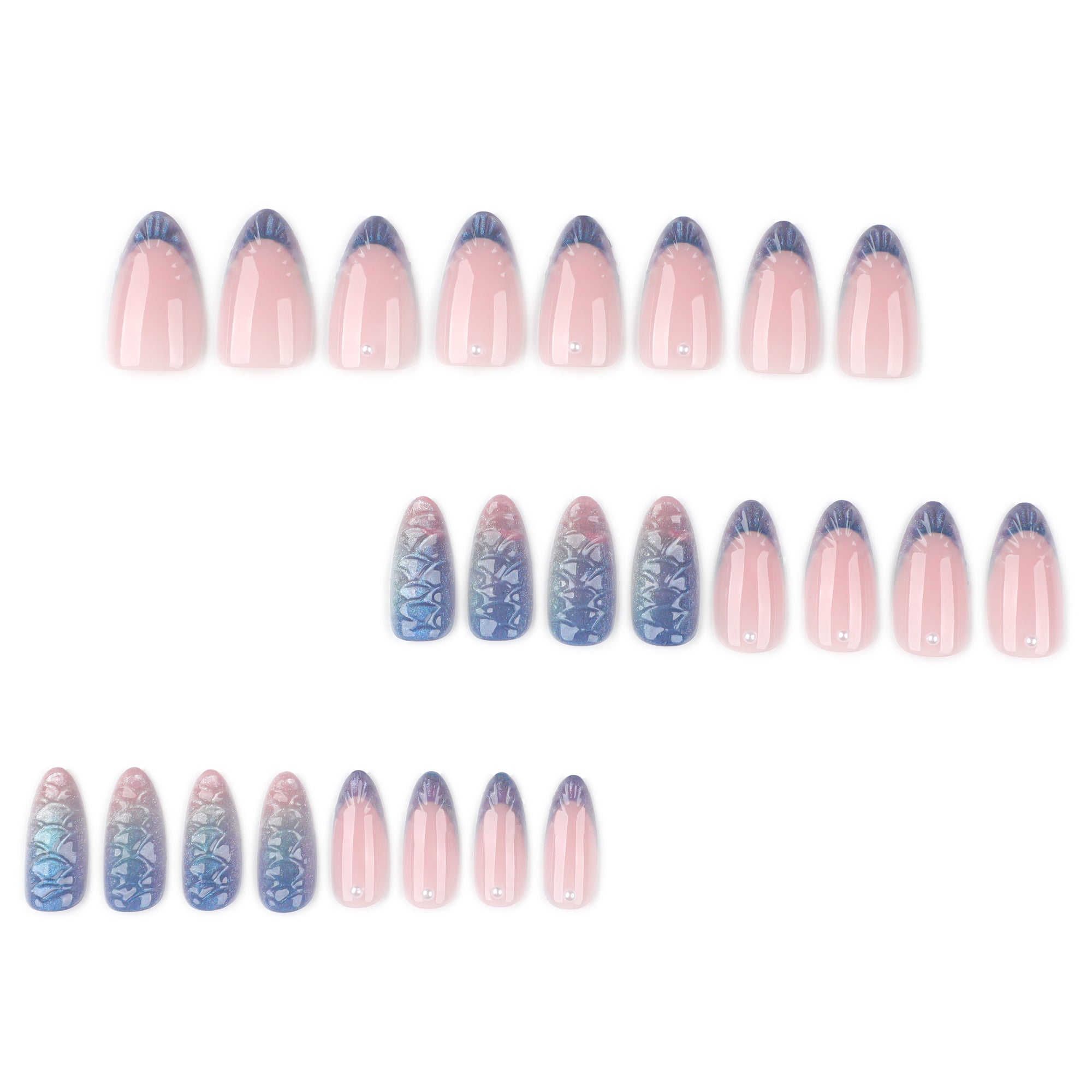 Iridescent Dragon Scale & Pearl in Periwinkle & Blush Press-On Nails