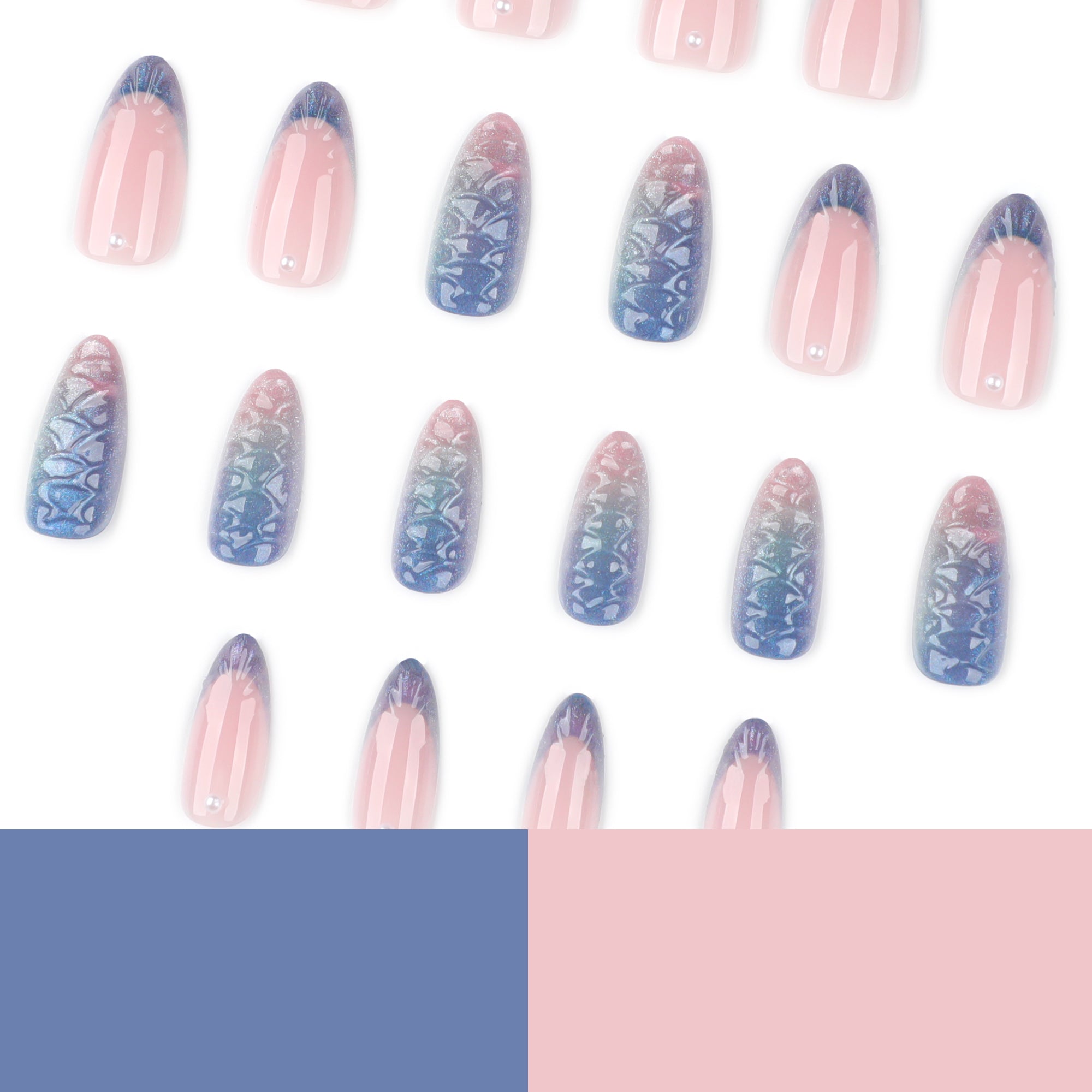 Iridescent Dragon Scale & Pearl in Periwinkle & Blush Press-On Nails