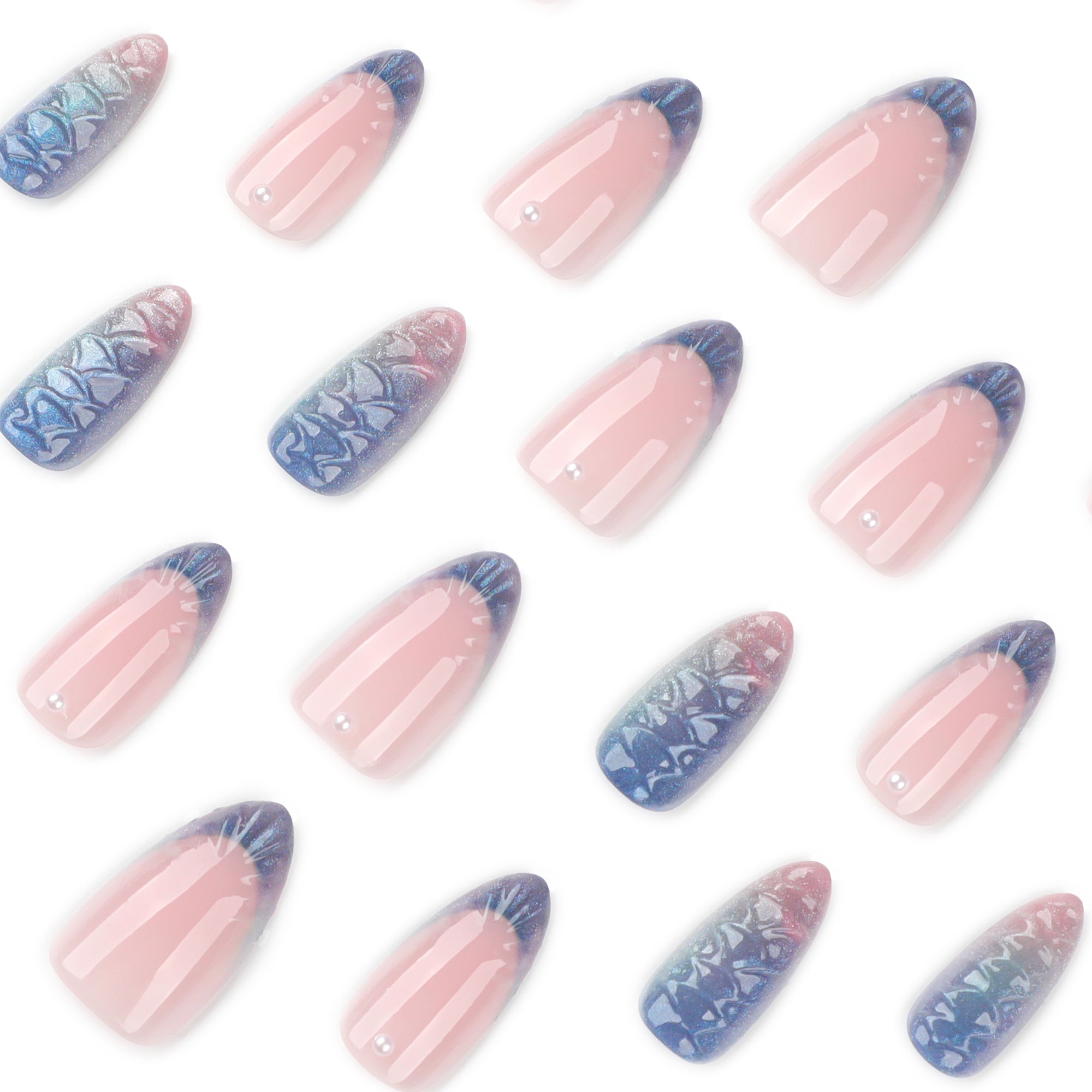 Iridescent Dragon Scale & Pearl in Periwinkle & Blush Press-On Nails