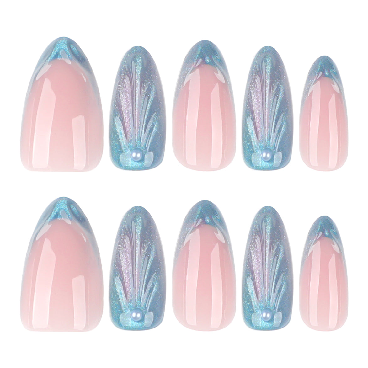 Blue Shimmer Ombre Nails