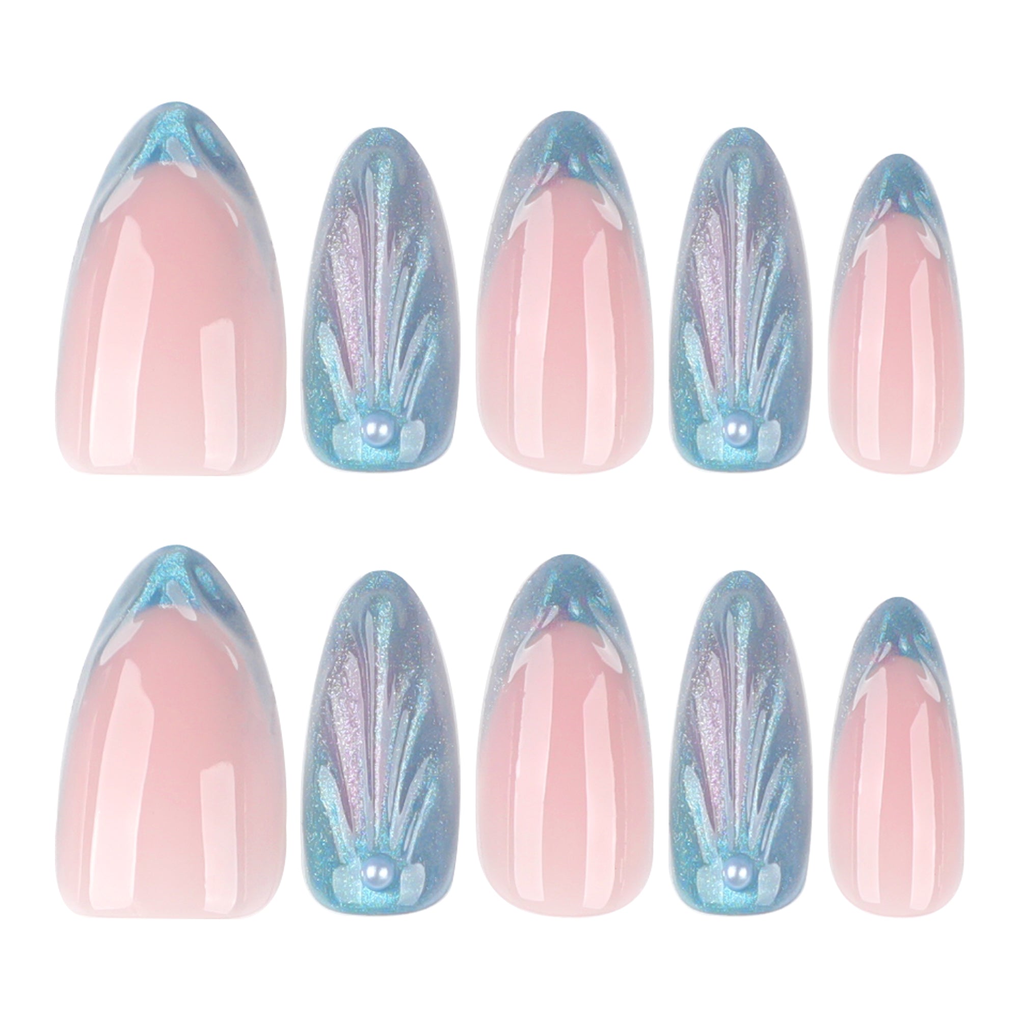 Blue Shimmer Ombre Nails