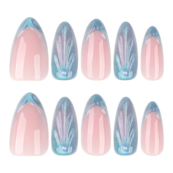 Blue Shimmer Ombre Nails