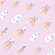 Blueberry Bow & Lace in White & Blue Press-On Nails