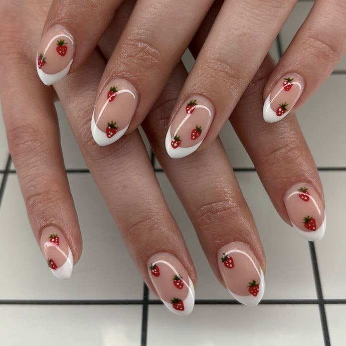 Blue Floral French Nails