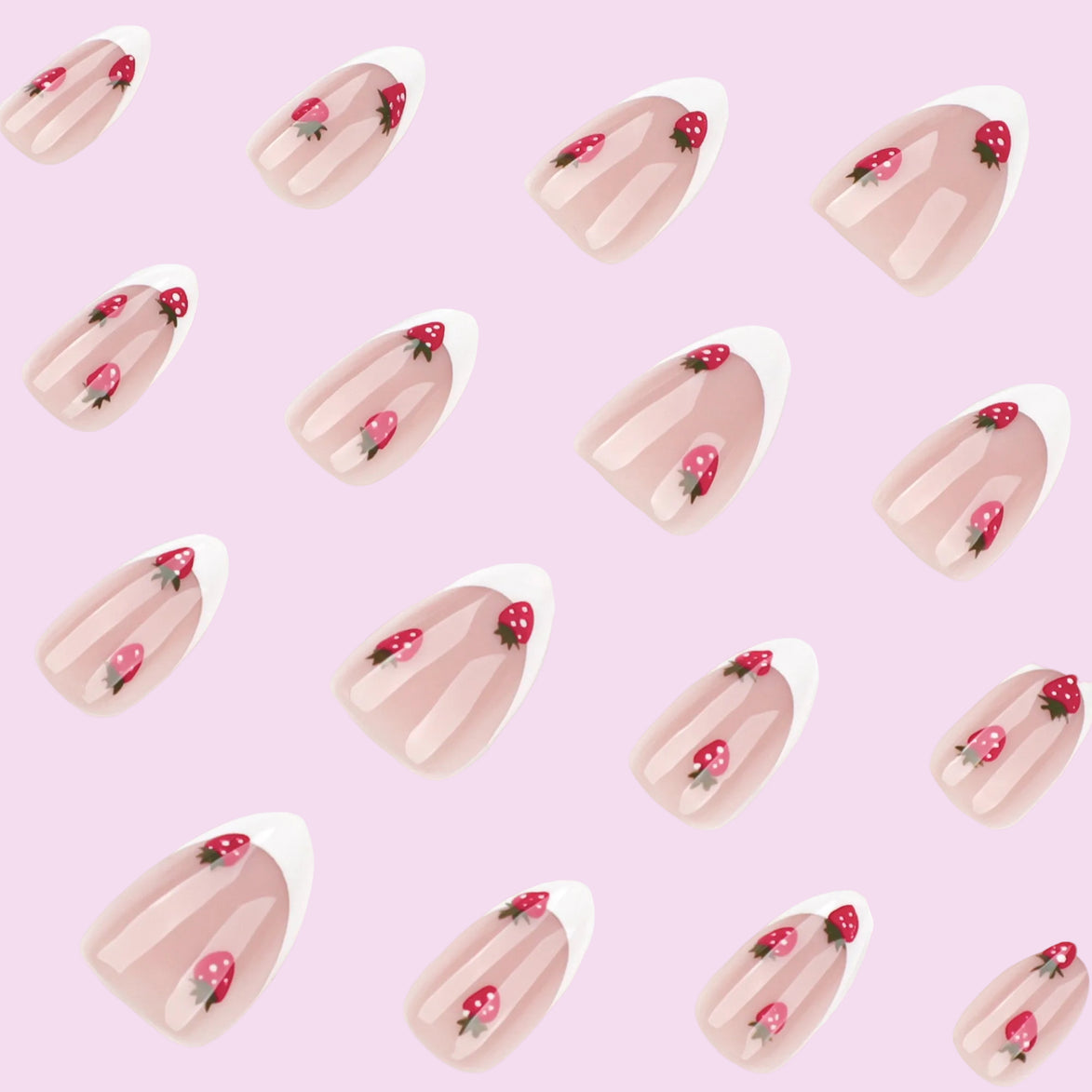 Strawberry French Press-On Nails