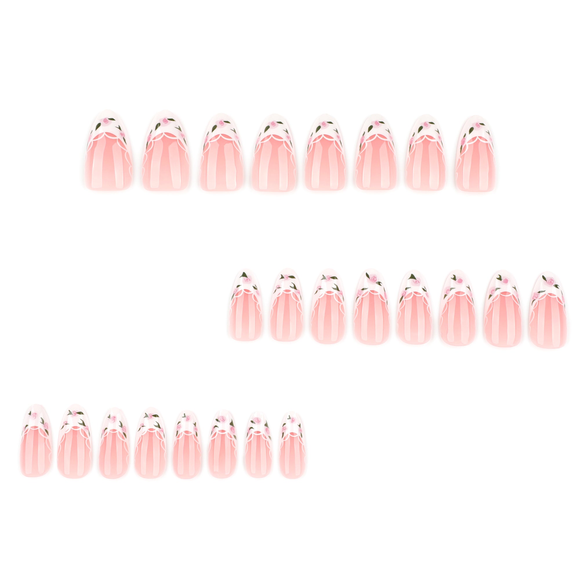 Rose Lace French Tip in Blush Pink & White Press-On Nails