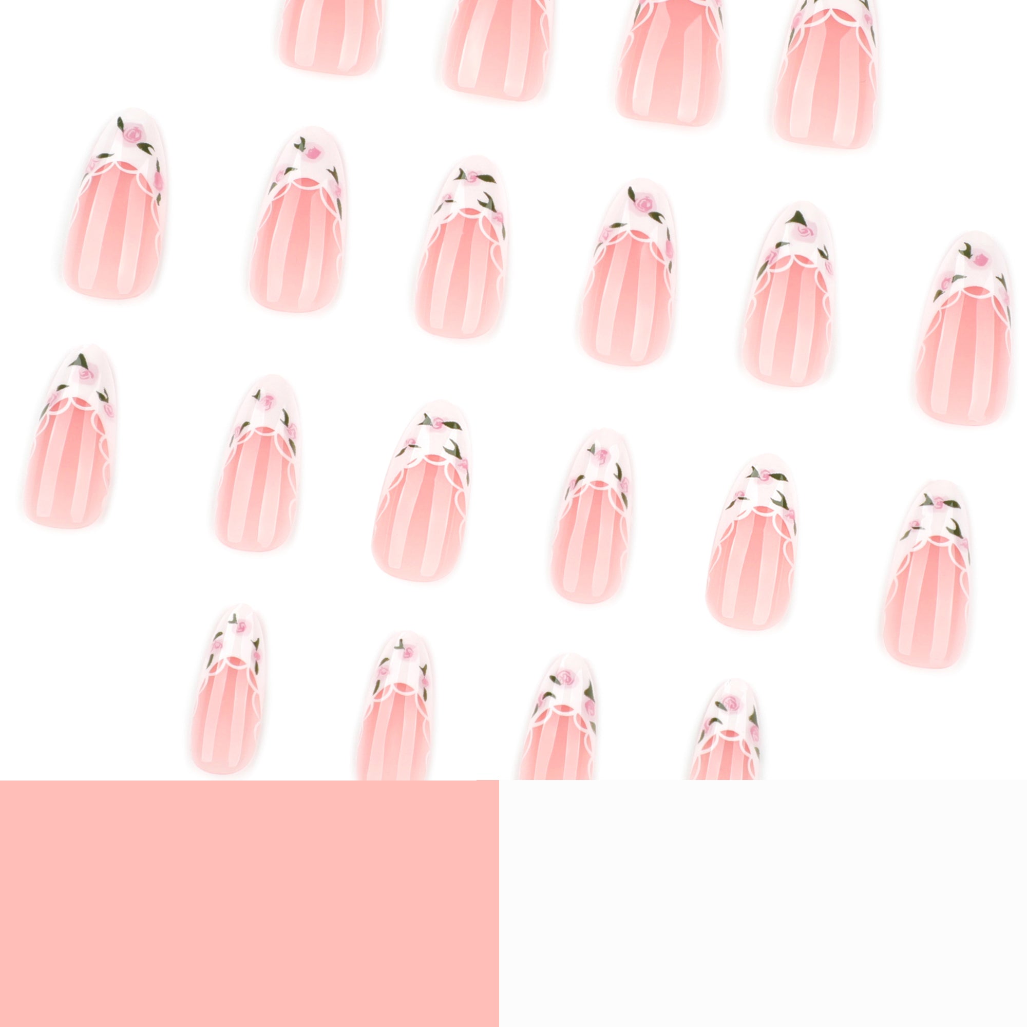 Rose Lace French Tip in Blush Pink & White Press-On Nails