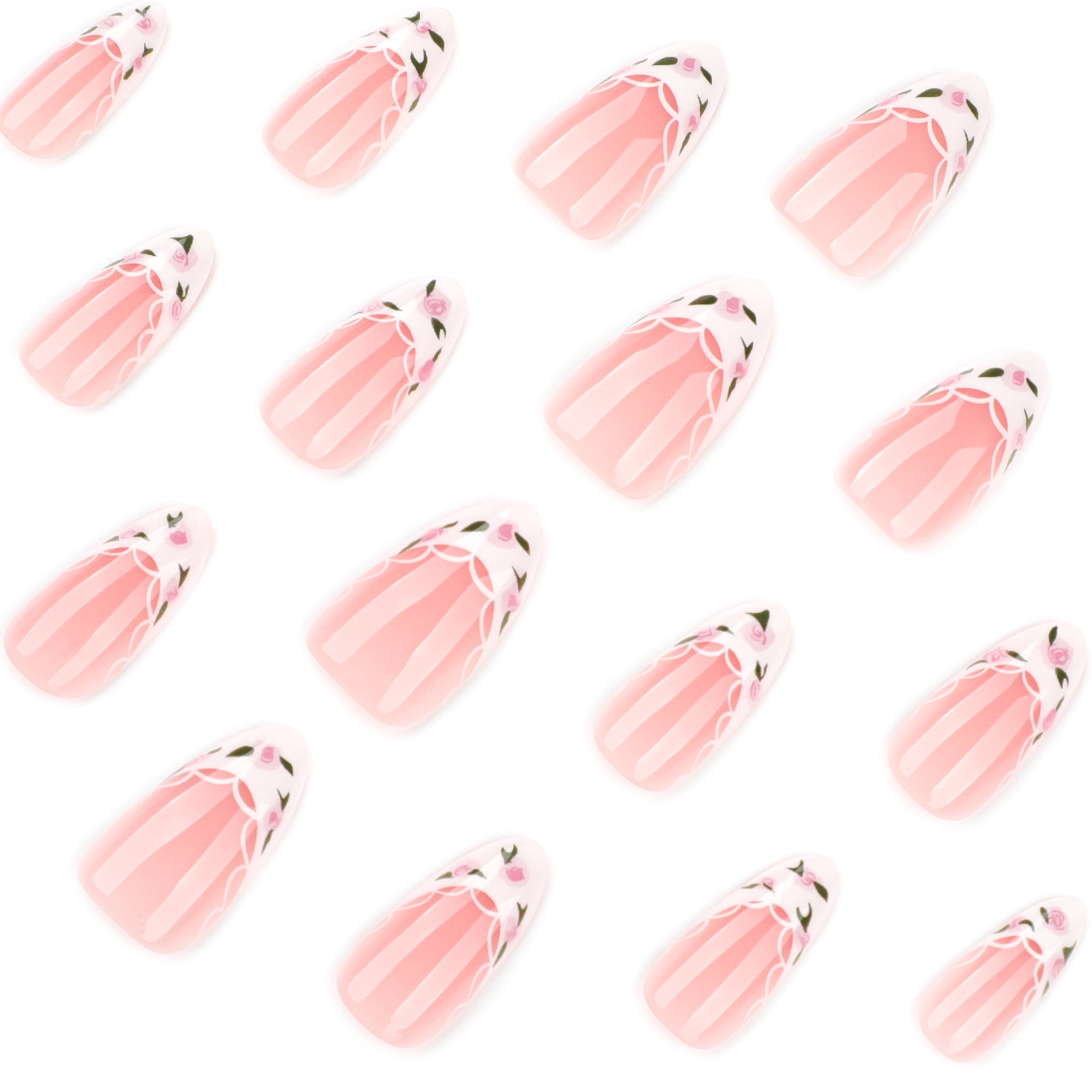 Rose Lace French Tip in Blush Pink & White Press-On Nails