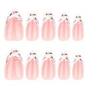 Soft Pink Daisy French Nails