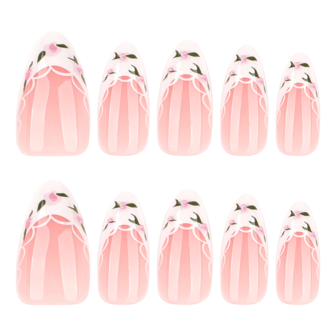 Soft Pink Daisy French Nails