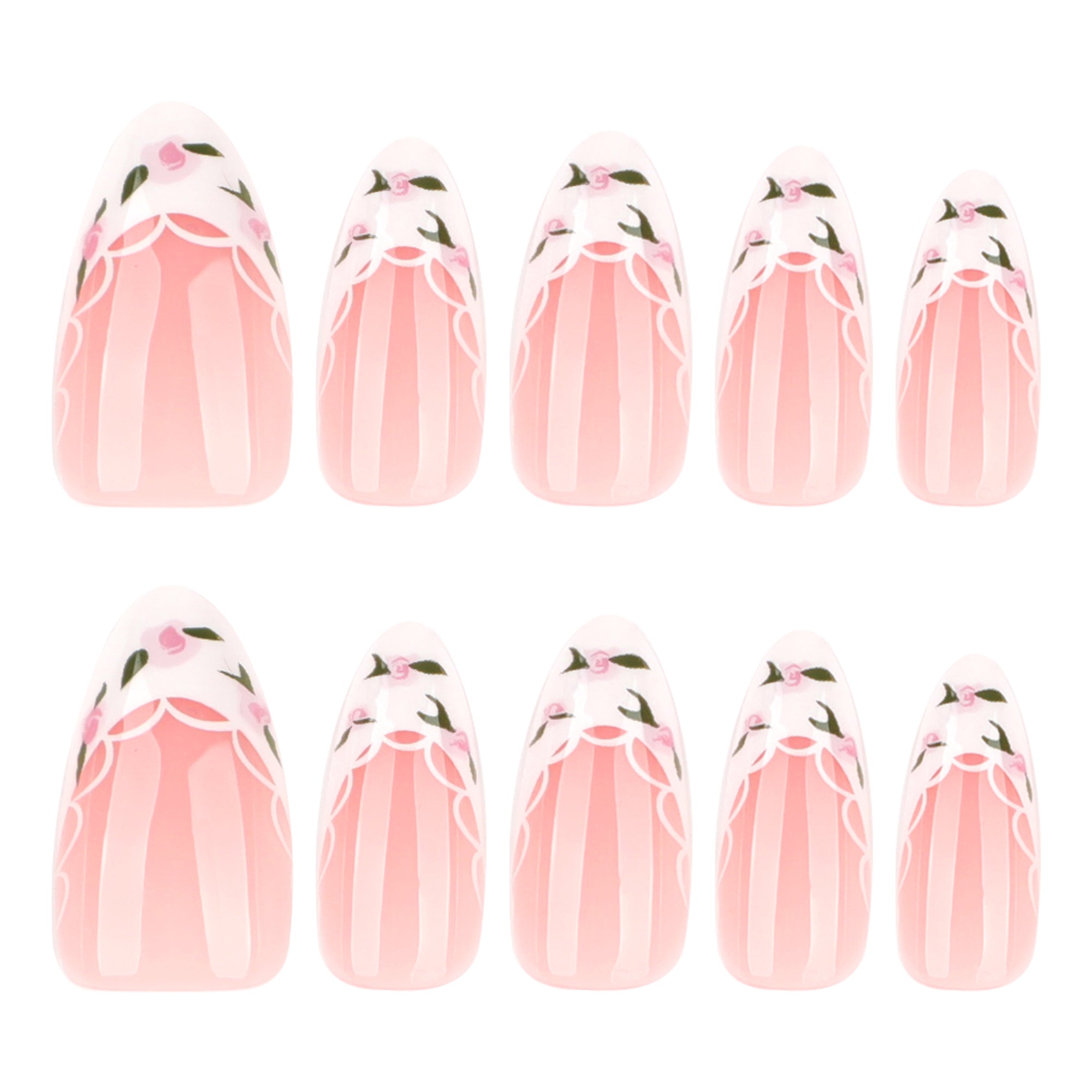 Soft Pink Daisy French Nails