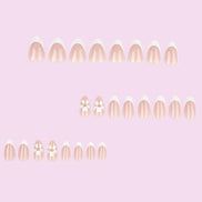White Floral French Tip in Nude Pink & White Press-On Nails