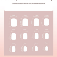 Baby Pink Gold Frame 3D Swirl Crystal Press-On Nails Size Chart