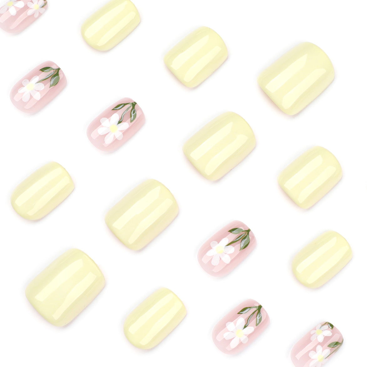 Daisy Floral & Butter Yellow Press-On Nails