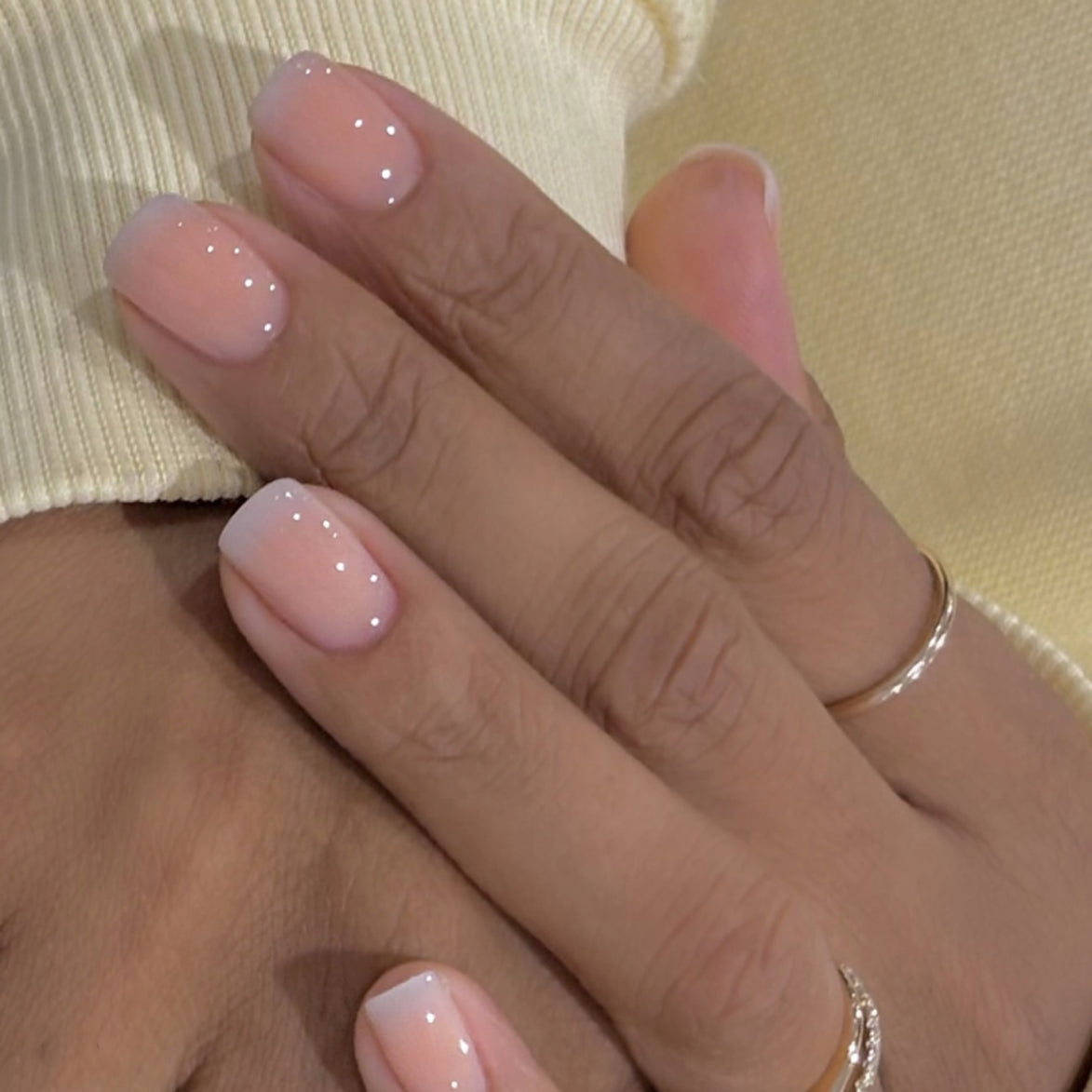 French Glitter Butterfly Nails