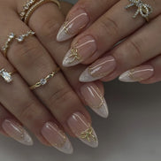 Soft Nude French Daisy Nails