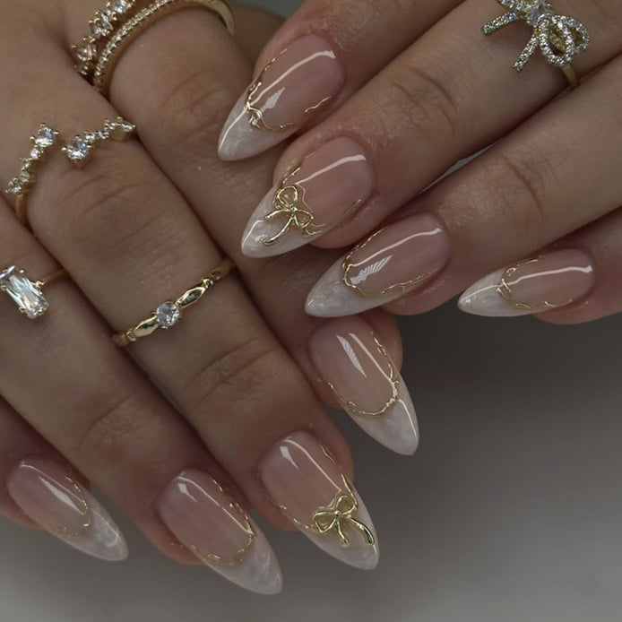 Soft Nude French Daisy Nails