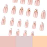 Gold Bow Pearl French Press-On Nails