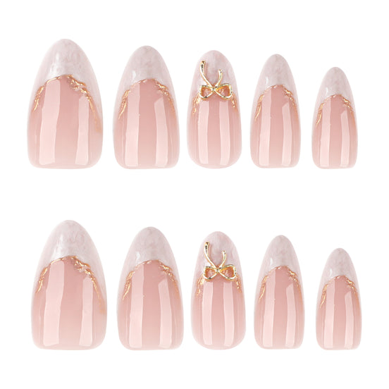 Soft Nude French Daisy Nails