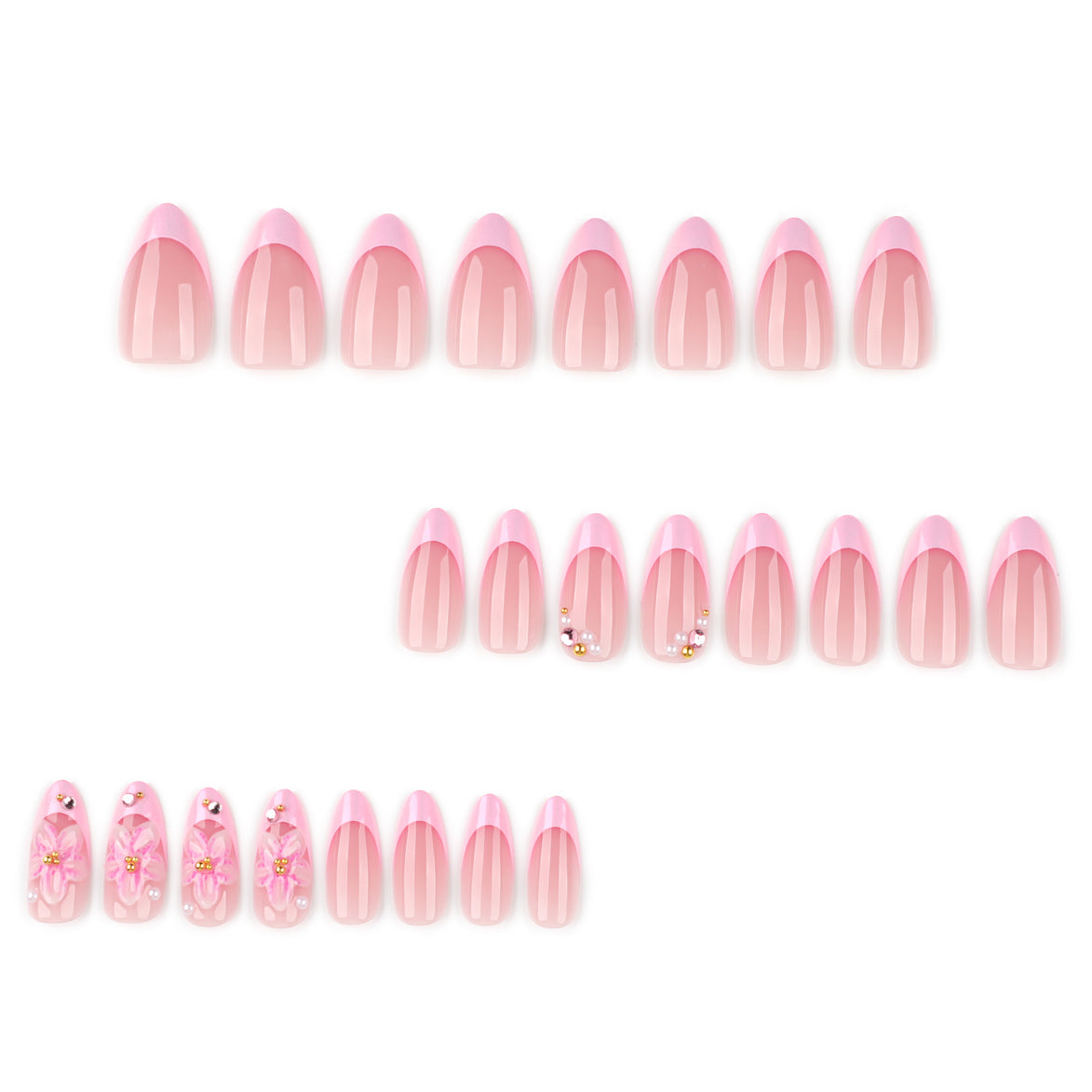 Pink Iridescent 3D Blossom Press-On Nails
