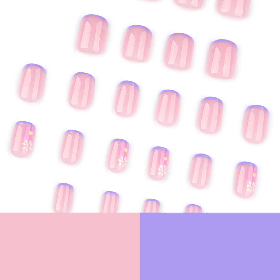 Lilac Edge Floral Press-On Nails