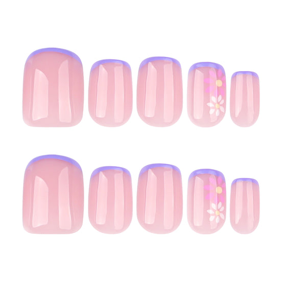 Lilac Edge Floral Press-On Nails