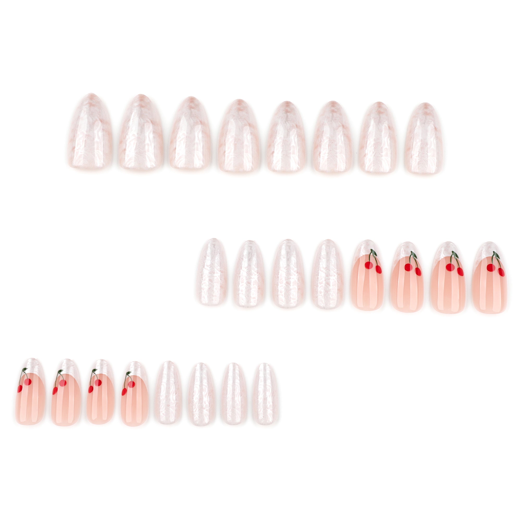 Pearl Textured with Cherry Accents Press-On Nails