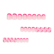 Hot Pink Floral French Press-On Nails