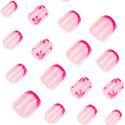 Hot Pink Floral French Press-On Nails
