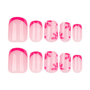 Hot Pink Floral French Press-On Nails