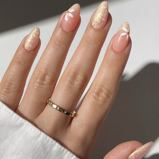 Pearl Sheen Nude Floral Press-On Nails