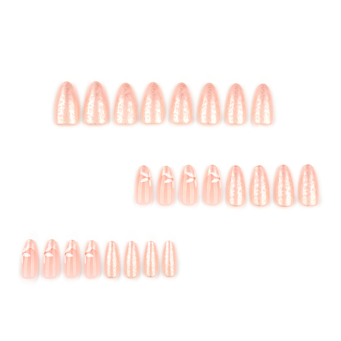 Pearl Sheen Nude Floral Press-On Nails