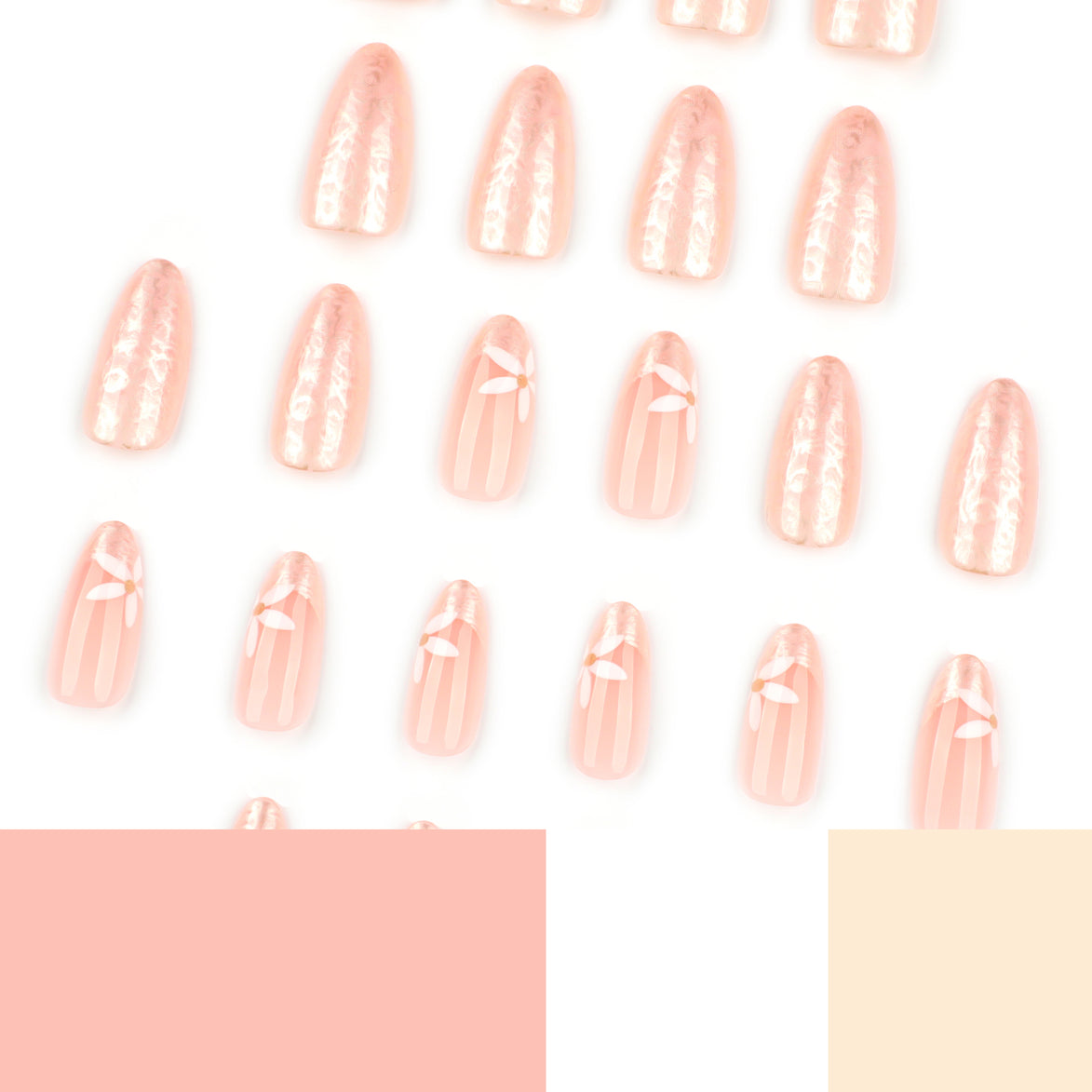 Pearl Sheen Nude Floral Press-On Nails