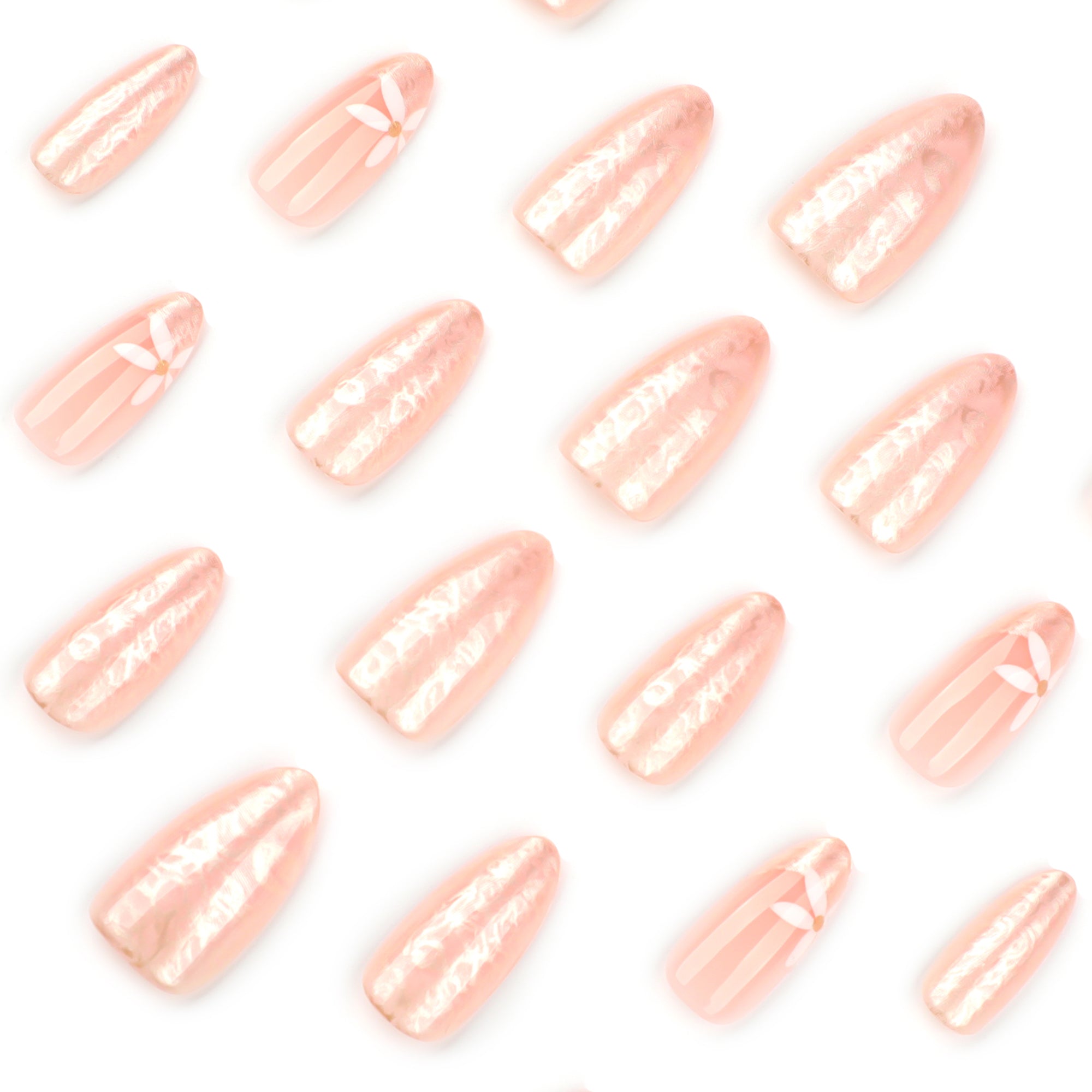 Pearl Sheen Nude Floral Press-On Nails
