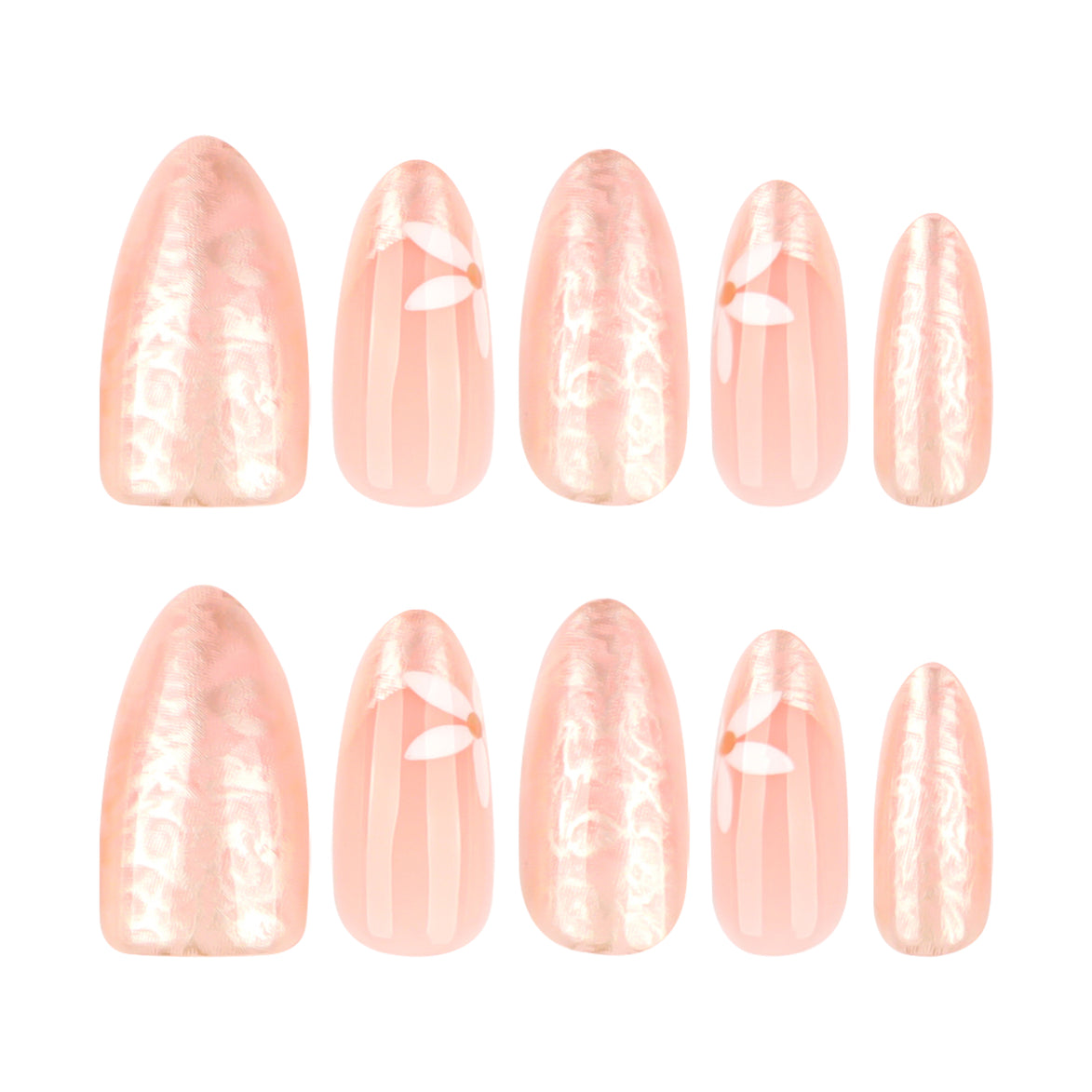 Pearl Sheen Nude Floral Press-On Nails