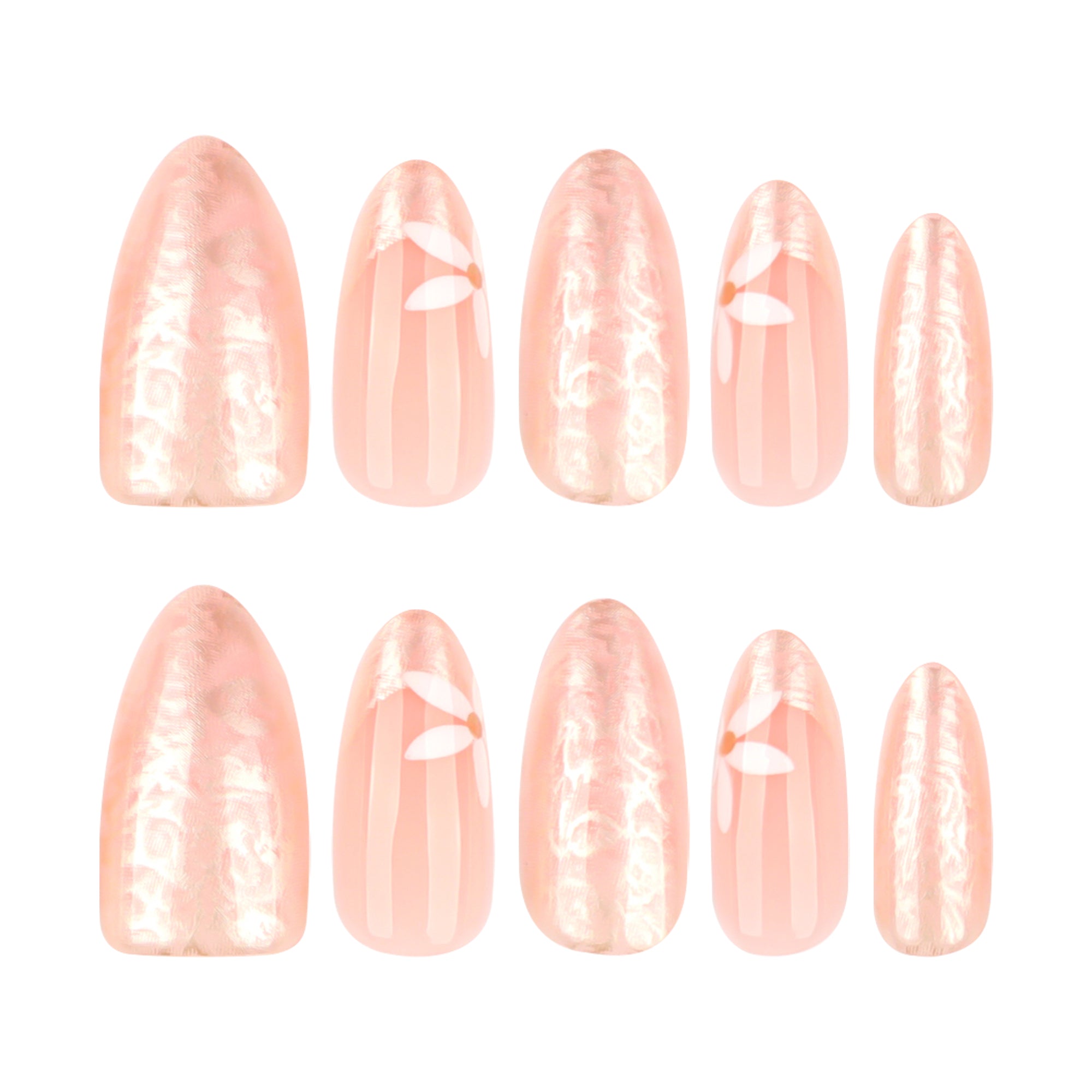 Pearl Sheen Nude Floral Press-On Nails