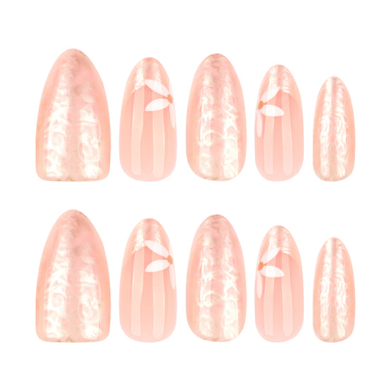 Pearl Sheen Nude Floral Press-On Nails