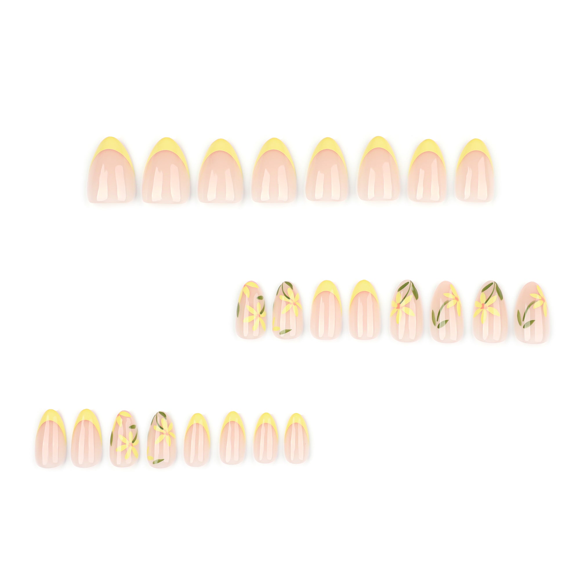 Yellow Floral French Press-On Nails