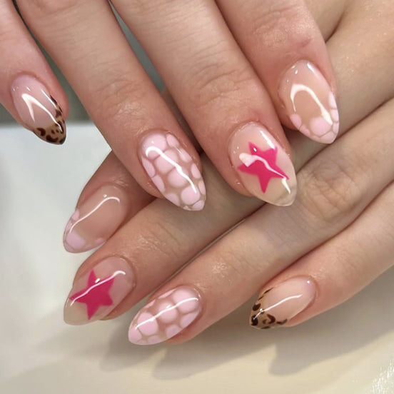 Pink Glitter Starfish Press-On Nails