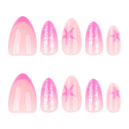 Hot Pink Glitter Star Press-On Nails