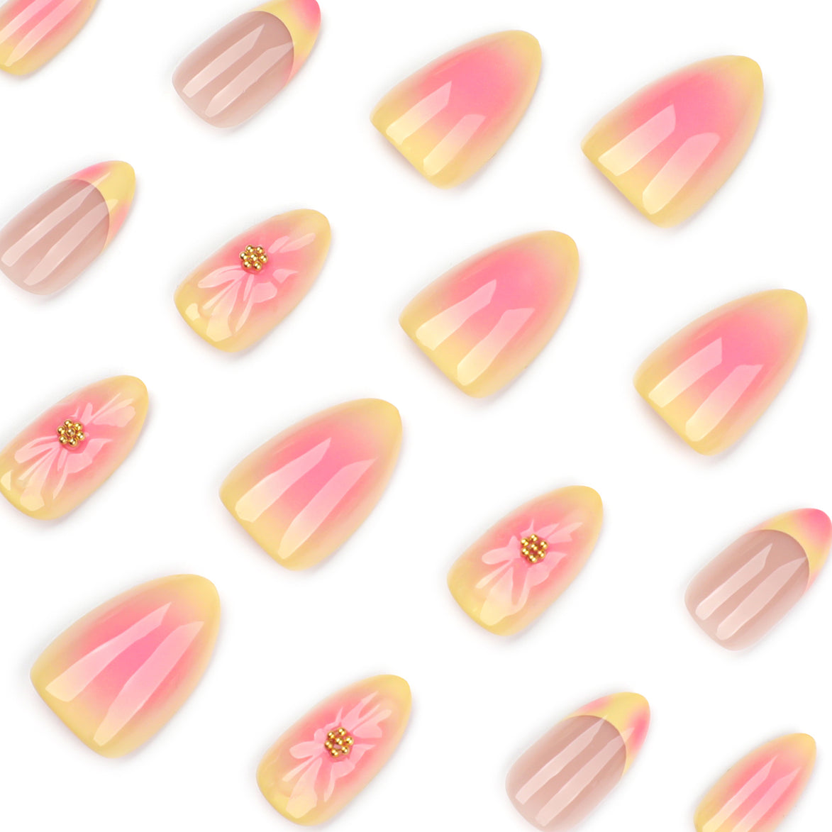 Peach Sorbet Hibiscus Press-On Nails