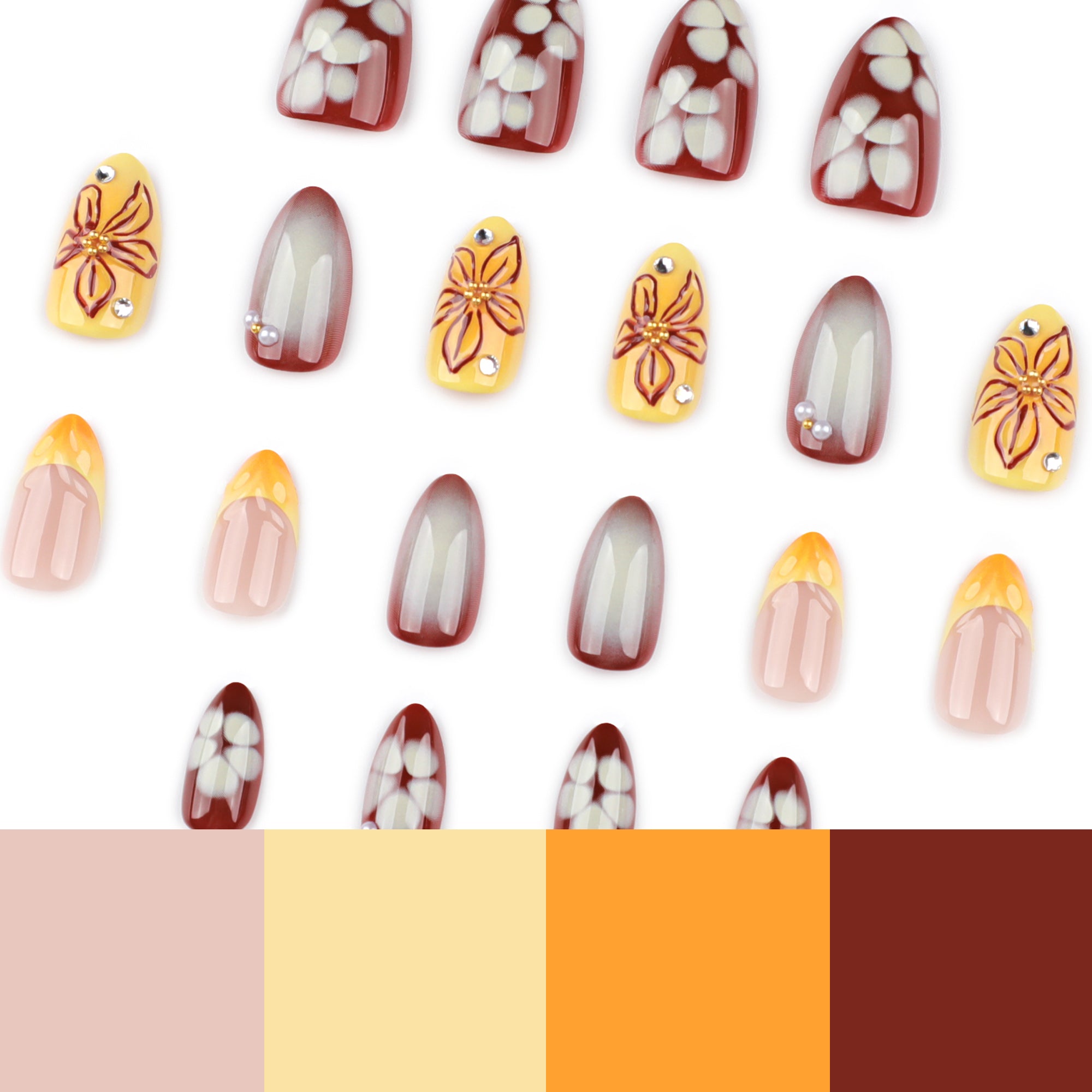 Autumn Harvest Floral Press-On Nails