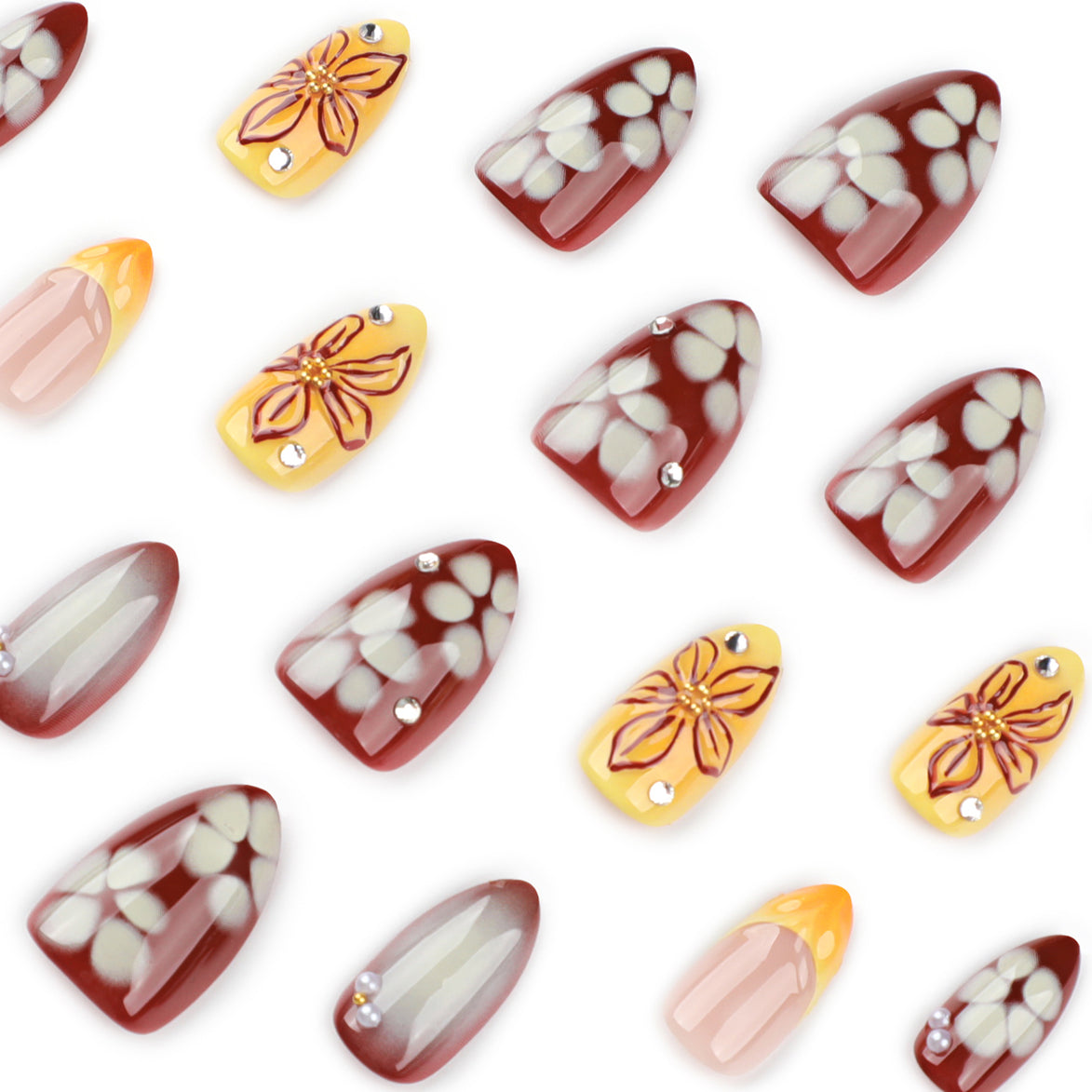 Autumn Harvest Floral Press-On Nails