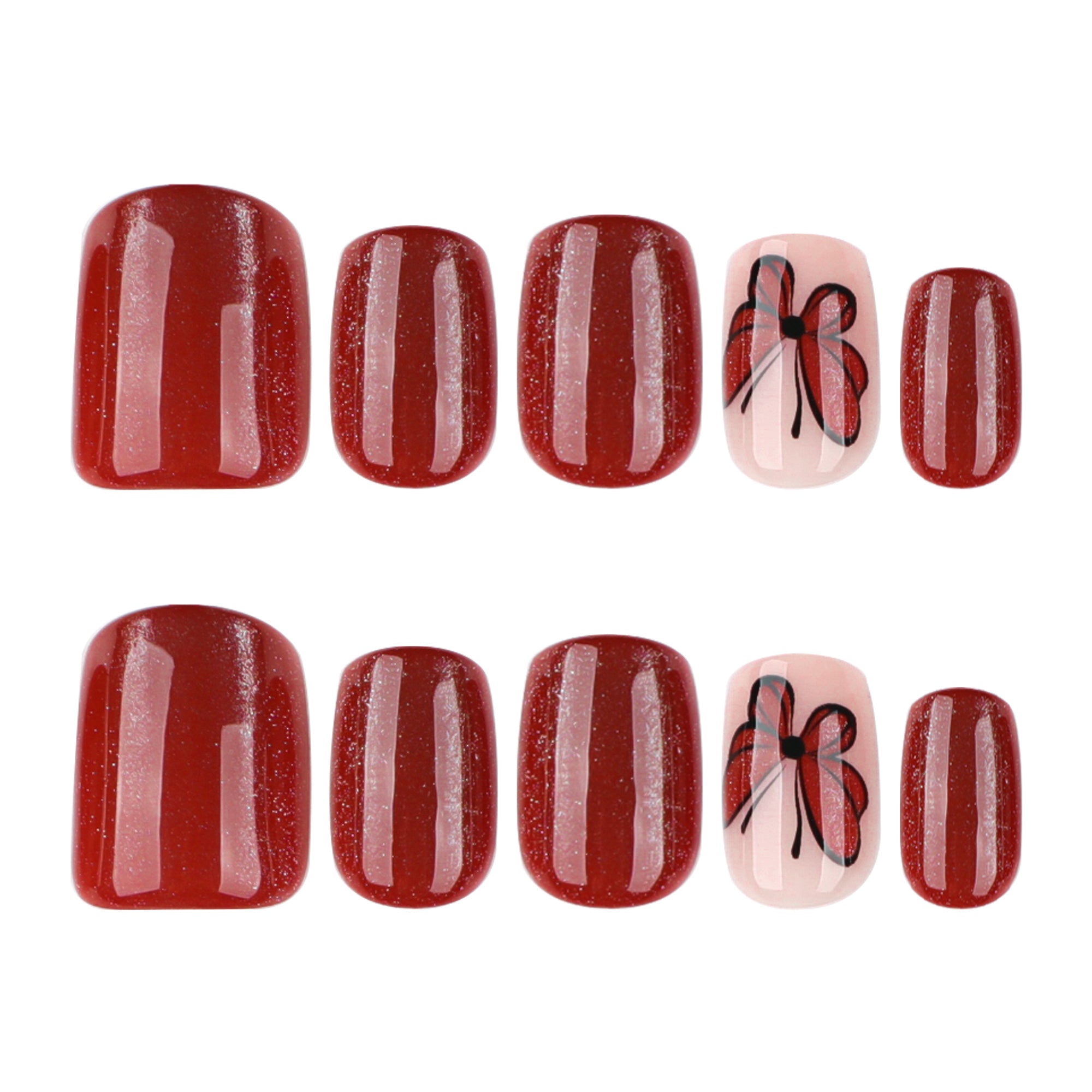 Red Floral Crystal Press-On Nails