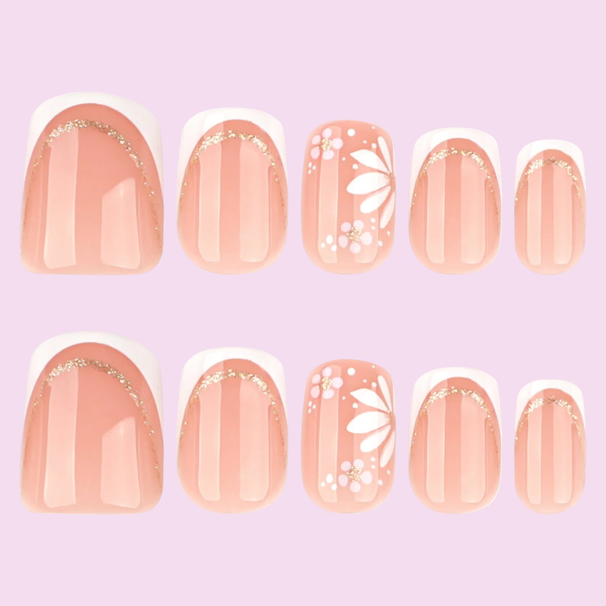 Peach Gold Arch French Press-On Nails