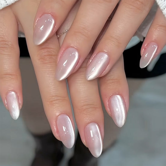Silver Chrome Almond Nails