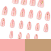 Pink Celestial Gold Moon & Star Press-On Nails