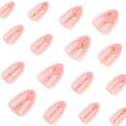 Pink Celestial Gold Moon & Star Press-On Nails