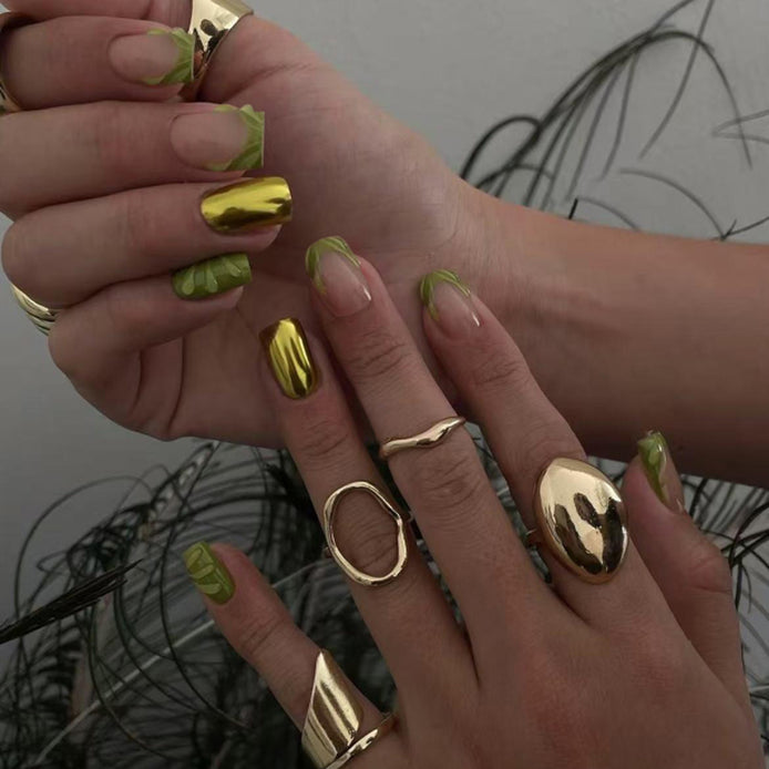 Green French Accent Nails